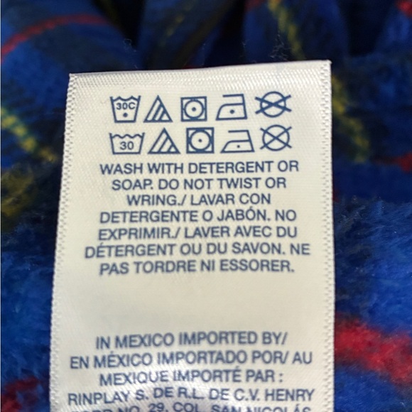 Polo RALPH LAUREN Big Red Pony Microfiber Plush Plaid Bath Robe Blue Tartan L/XL - Picture 8 of 11